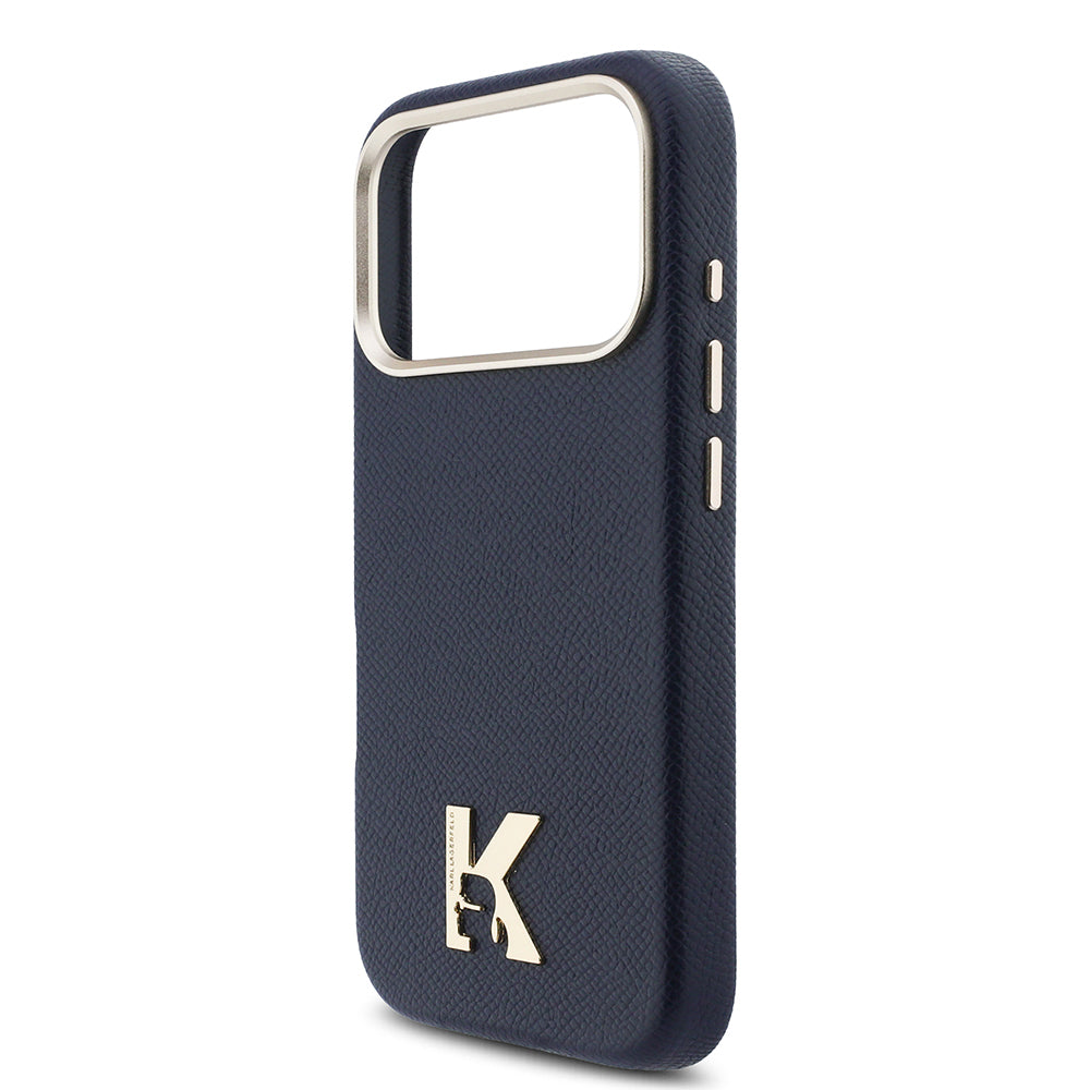 Apple iPhone 17 Pro Kılıf Karl Lagerfeld Orjinal Lisanslı M-safe Şarj Özellikli Gold Kamera Çerçeveli KHEAD Metal Logolu PU Deri Kapak