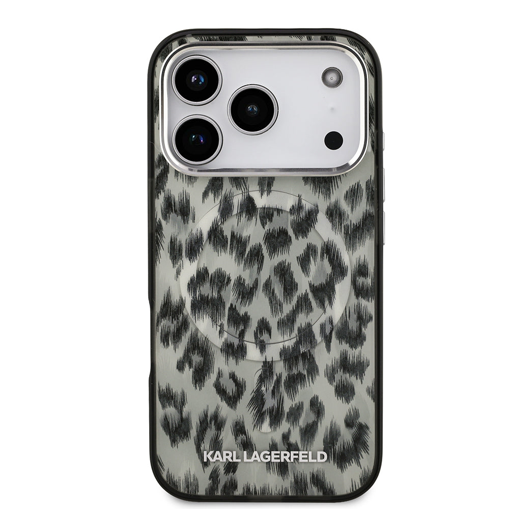 iPhone 17 Pro Kılıf Karl Lagerfeld Orjinal Lisanslı M-safe Şarj Özellikli IML Leopar Baskılı Kılıf