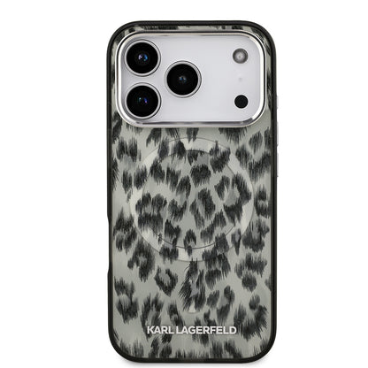 iPhone 17 Pro Kılıf Karl Lagerfeld Orjinal Lisanslı M-safe Şarj Özellikli IML Leopar Baskılı Kılıf