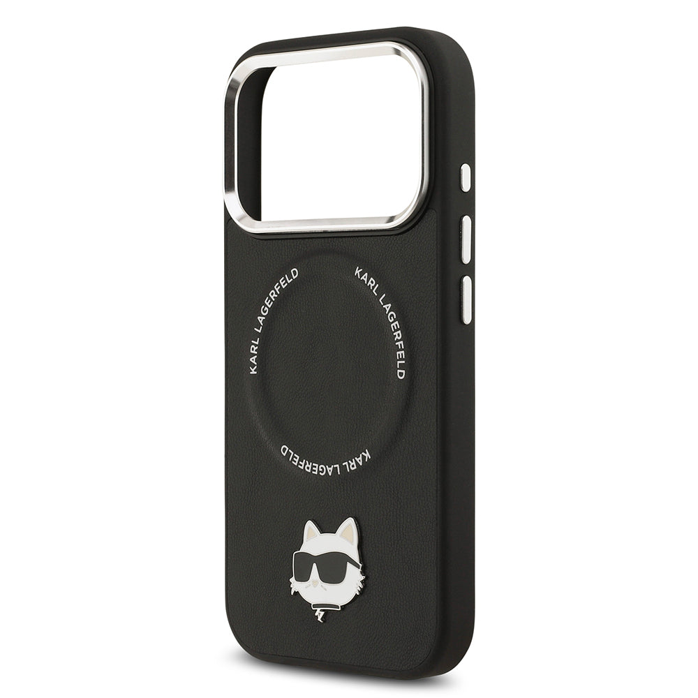 iPhone 17 Pro Kılıf Karl Lagerfeld Orjinal Lisanslı M-safe Şarj Özellikli Metal Kamera ve Buton Tasarımlı Choupette PU Deri Kılıf