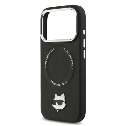 iPhone 17 Pro Kılıf Karl Lagerfeld Orjinal Lisanslı M-safe Şarj Özellikli Metal Kamera ve Buton Tasarımlı Choupette PU Deri Kılıf