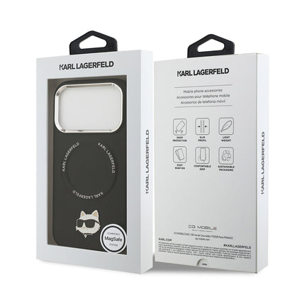 iPhone 17 Pro Kılıf Karl Lagerfeld Orjinal Lisanslı M-safe Şarj Özellikli Metal Kamera ve Buton Tasarımlı Choupette PU Deri Kılıf