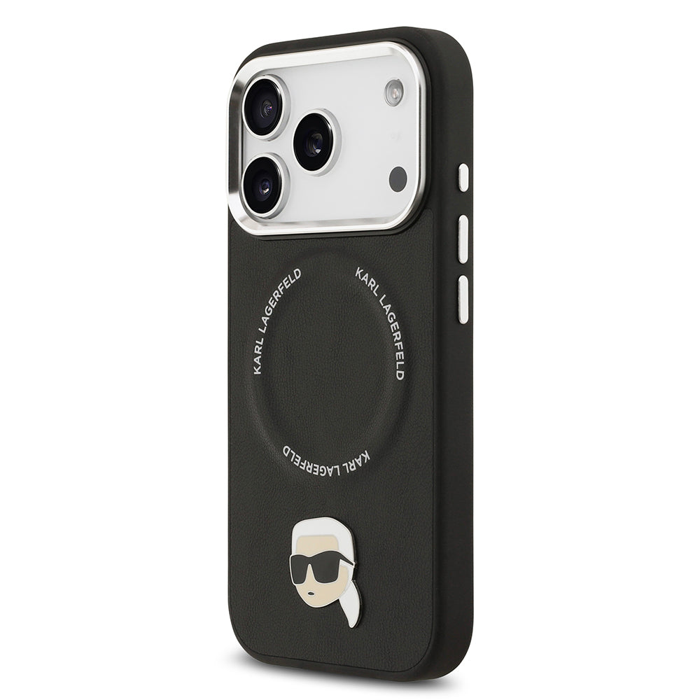 iPhone 17 Pro Kılıf Karl Lagerfeld Orjinal Lisanslı M-safe Şarj Özellikli Metal Kamera ve Buton Tasarımlı Karl PU Deri Kılıf