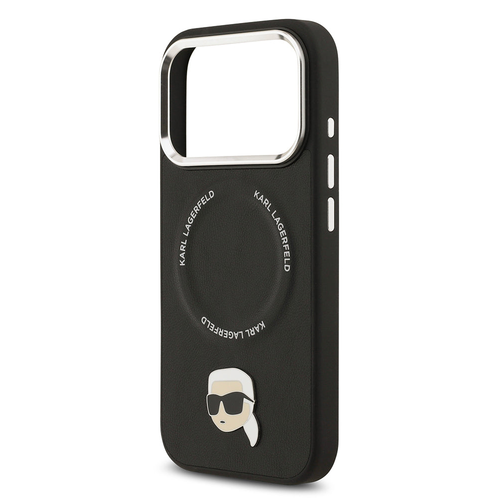 iPhone 17 Pro Kılıf Karl Lagerfeld Orjinal Lisanslı M-safe Şarj Özellikli Metal Kamera ve Buton Tasarımlı Karl PU Deri Kılıf