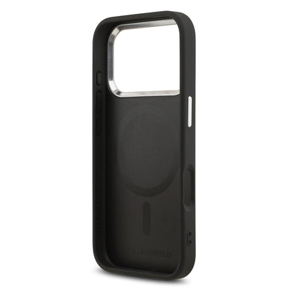 iPhone 17 Pro Kılıf Karl Lagerfeld Orjinal Lisanslı M-safe Şarj Özellikli Metal Kamera ve Buton Tasarımlı Karl PU Deri Kılıf