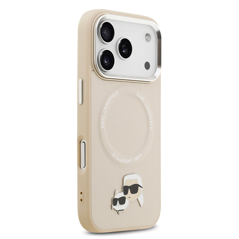 iPhone 17 Pro Kılıf Karl Lagerfeld Orjinal Lisanslı M-safe Şarj Özellikli Metal Kamera ve Buton Tasarımlı K&C PU Deri Kılıf