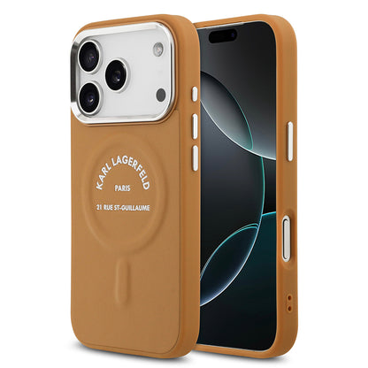 iPhone 17 Pro Kılıf Karl Lagerfeld Orjinal Lisanslı M-safe Şarj Özellikli Metal Kamera ve Buton Tasarımlı Paris RSG PU Deri Kılıf