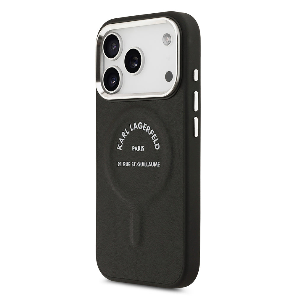 iPhone 17 Pro Kılıf Karl Lagerfeld Orjinal Lisanslı M-safe Şarj Özellikli Metal Kamera ve Buton Tasarımlı Paris RSG PU Deri Kılıf