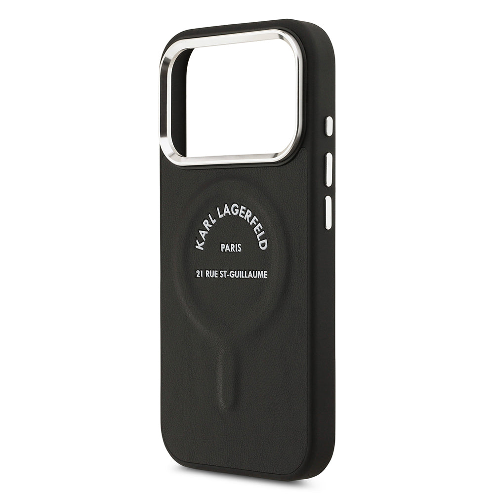 iPhone 17 Pro Kılıf Karl Lagerfeld Orjinal Lisanslı M-safe Şarj Özellikli Metal Kamera ve Buton Tasarımlı Paris RSG PU Deri Kılıf