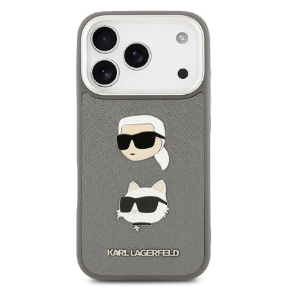 iPhone 17 Pro Kılıf Karl Lagerfeld Orjinal Lisanslı Metal Logolu K&C Heads Pin Kılıf