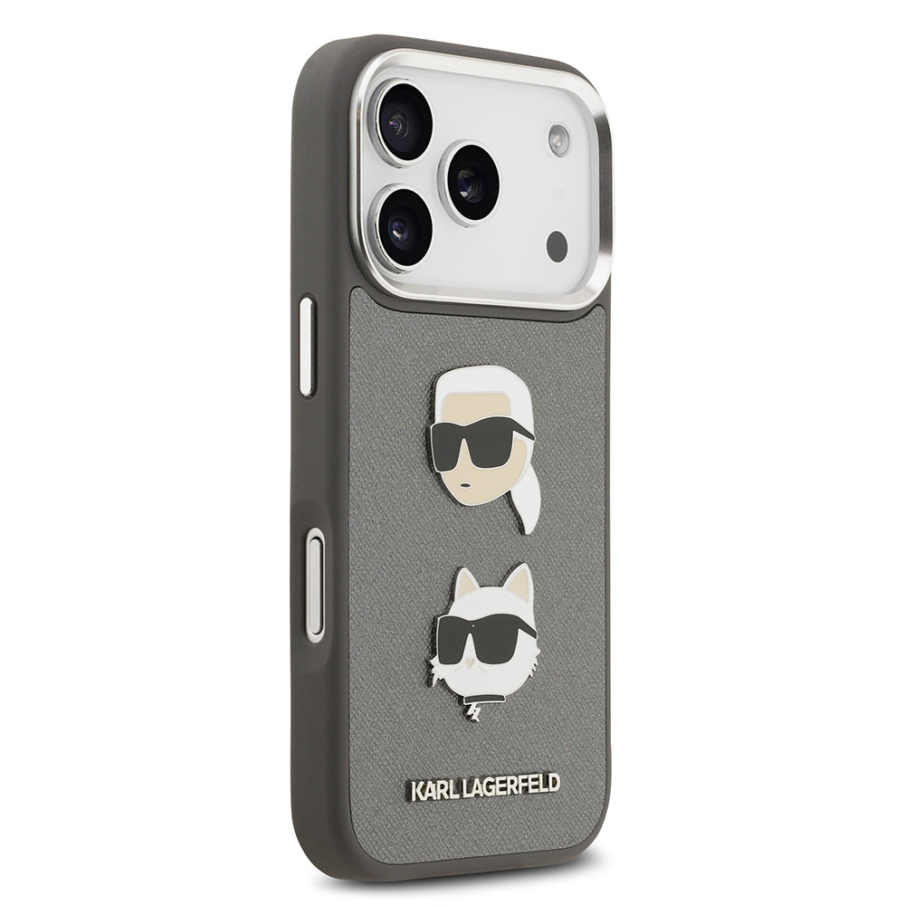 iPhone 17 Pro Kılıf Karl Lagerfeld Orjinal Lisanslı Metal Logolu K&C Heads Pin Kılıf