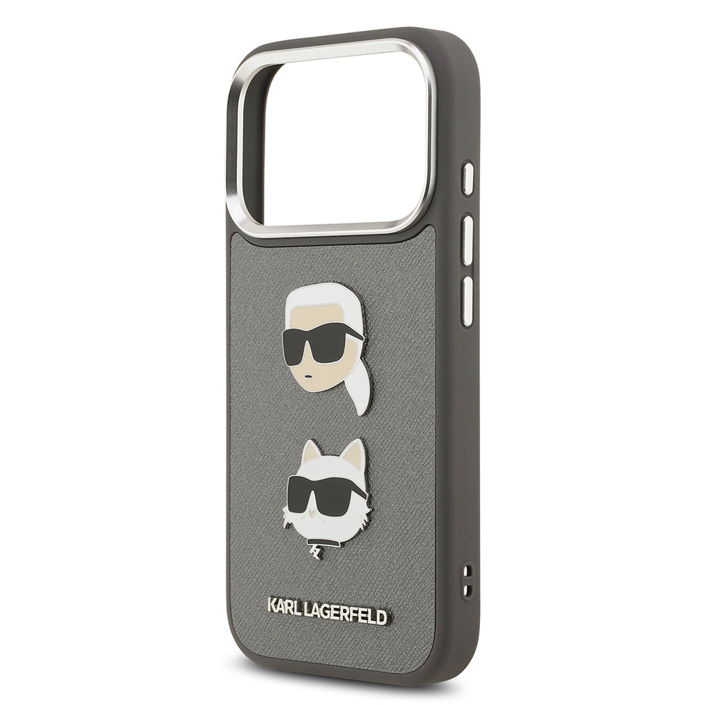iPhone 17 Pro Kılıf Karl Lagerfeld Orjinal Lisanslı Metal Logolu K&C Heads Pin Kılıf