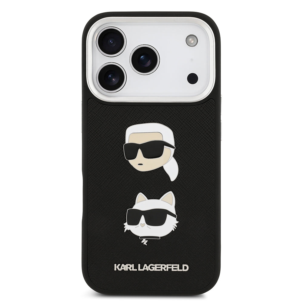 iPhone 17 Pro Kılıf Karl Lagerfeld Orjinal Lisanslı Metal Logolu K&C Heads Pin Kılıf