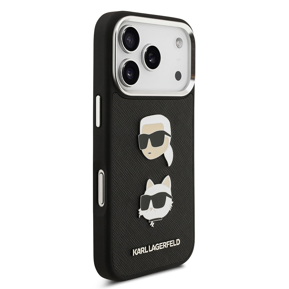 iPhone 17 Pro Kılıf Karl Lagerfeld Orjinal Lisanslı Metal Logolu K&C Heads Pin Kılıf