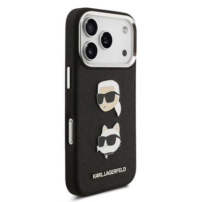 iPhone 17 Pro Kılıf Karl Lagerfeld Orjinal Lisanslı Metal Logolu K&C Heads Pin Kılıf