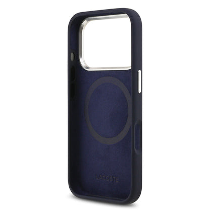 iPhone 17 Pro Kılıf Lacoste Orjinal Lisanslı M-safe Şarj Özellikli İkonik Logolu Metal Kamera Çerçeveli Silikon Kılıf