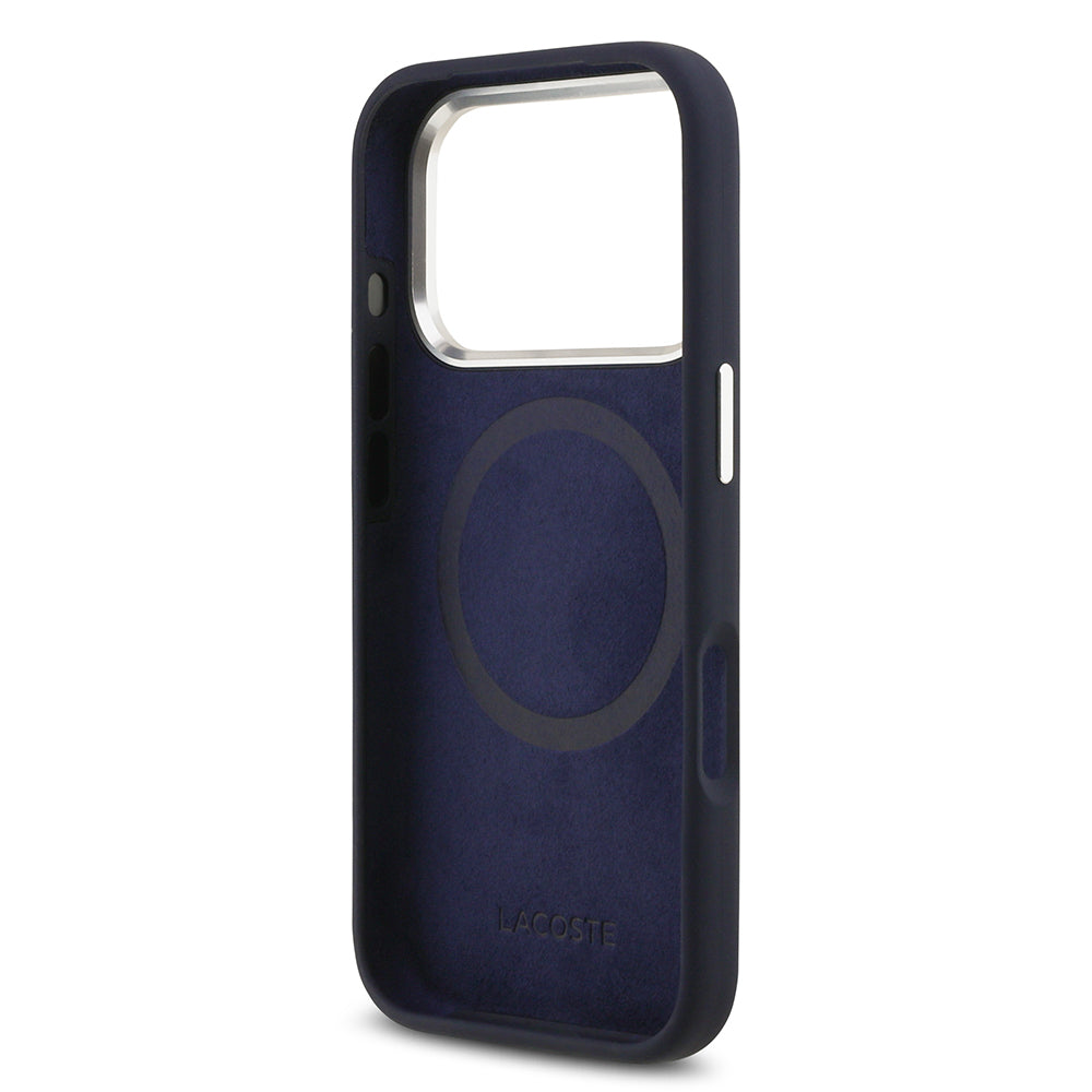 Apple iPhone 17 Pro Kılıf Lacoste Orjinal Lisanslı M-safe Şarj Özellikli İkonik Logolu Metal Kamera Çerçeveli Silikon Kapak Yeşil