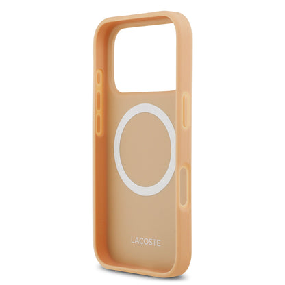 iPhone 17 Pro Kılıf Lacoste Orjinal Lisanslı M-safe Şarj Özellikli PU Deri Tasarımlı Karışık Monogram Desenli Kılıf