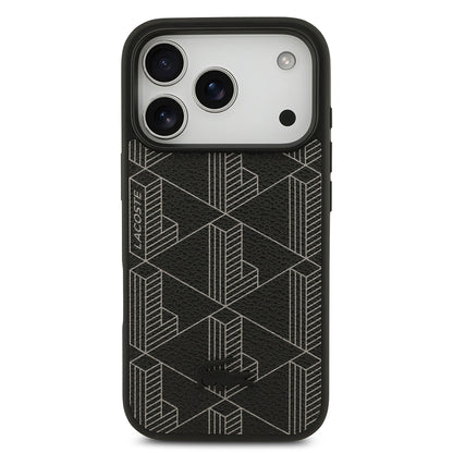 iPhone 17 Pro Kılıf Lacoste Orjinal Lisanslı M-safe Şarj Özellikli PU Deri Tasarımlı Kartlıklı Karışık Monogram Desenli Kılıf