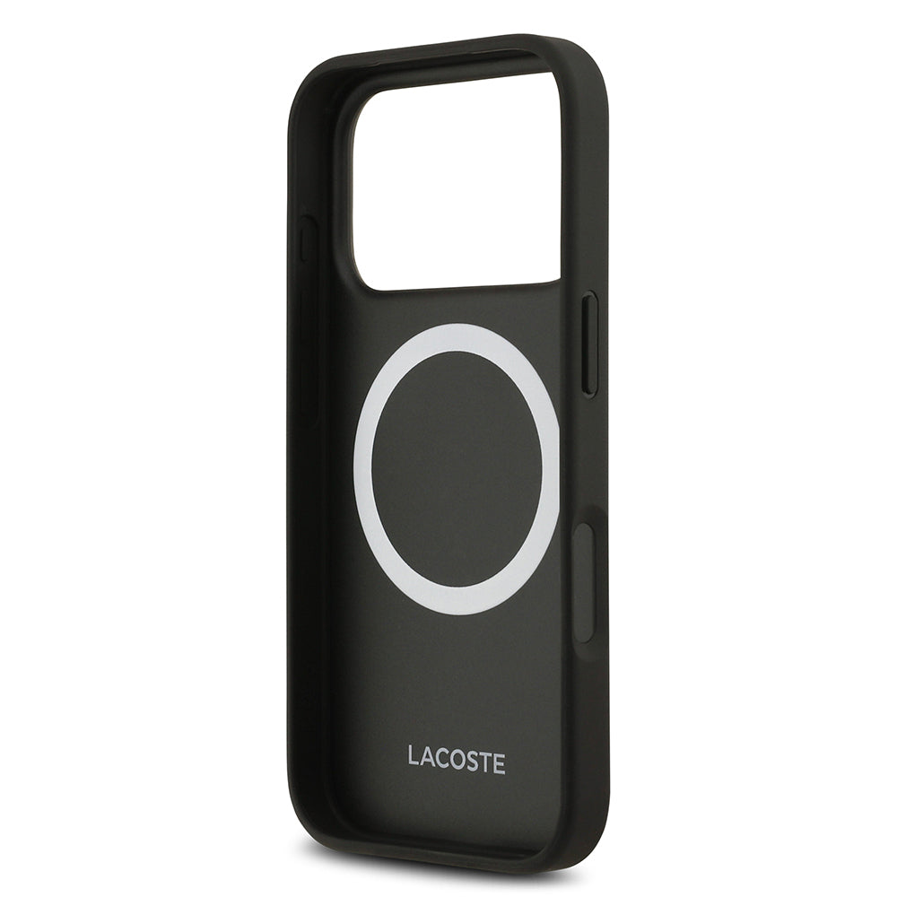 iPhone 17 Pro Kılıf Lacoste Orjinal Lisanslı M-safe Şarj Özellikli PU Deri Tasarımlı Kartlıklı Karışık Monogram Desenli Kılıf