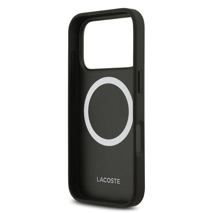 iPhone 17 Pro Kılıf Lacoste Orjinal Lisanslı M-safe Şarj Özellikli PU Deri Tasarımlı Kartlıklı Karışık Monogram Desenli Kılıf