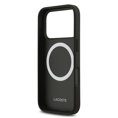 Apple iPhone 17 Pro Kılıf Lacoste Orjinal Lisanslı M-safe Şarj Özellikli PU Deri Tasarımlı Kartlıklı Karışık Monogram Desenli Kapak Yeşil