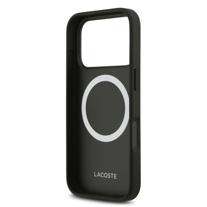 iPhone 17 Pro Kılıf Lacoste Orjinal Lisanslı M-safe Şarj Özellikli PU Deri Tasarımlı Kartlıklı Karışık Monogram Desenli Kılıf