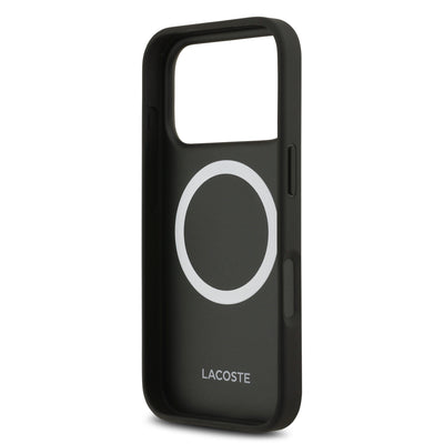 Apple iPhone 17 Pro Kılıf Lacoste Orjinal Lisanslı M-safe Şarj Özellikli PU Deri Tasarımlı Kartlıklı Karışık Monogram Desenli Kapak Yeşil