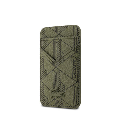 Apple iPhone 17 Pro Kılıf Lacoste Orjinal Lisanslı M-safe Şarj Özellikli PU Deri Tasarımlı Kartlıklı Karışık Monogram Desenli Kapak Yeşil