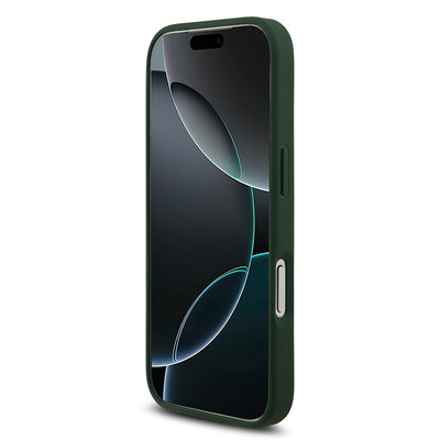 Apple iPhone 17 Pro Kılıf Lacoste Orjinal Lisanslı M-safe Şarj Özellikli PU Deri Tasarımlı Metal Logolu Kapak Yeşil