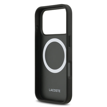 Apple iPhone 17 Pro Kılıf Lacoste Orjinal Lisanslı M-safe Şarj Özellikli PU Pike Desenli Metal Logolu Kapak