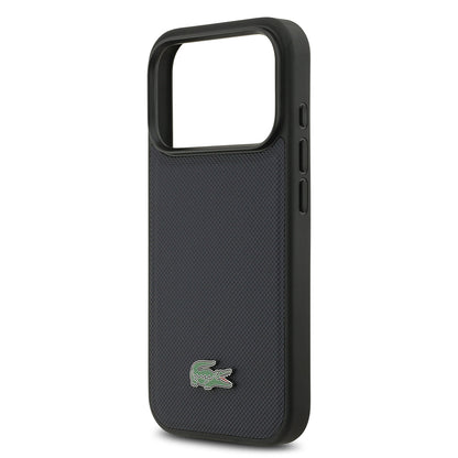 iPhone 17 Pro Kılıf Lacoste Orjinal Lisanslı M-safe Şarj Özellikli PU Pike Desenli Metal Logolu Kartlıklı Kılıf