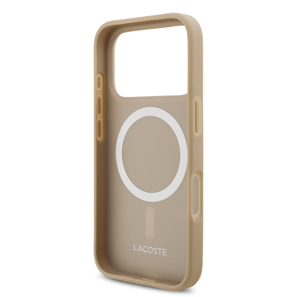 iPhone 17 Pro Kılıf Lacoste Orjinal Lisanslı M-safe Şarj Özellikli PU Pike Desenli Metal Logolu Kartlıklı Kılıf