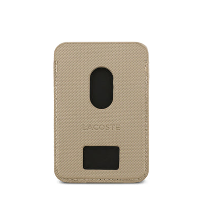 Apple iPhone 17 Pro Kılıf Lacoste Orjinal Lisanslı M-safe Şarj Özellikli PU Pike Desenli Metal Logolu Kartlıklı Kapak Lacivert