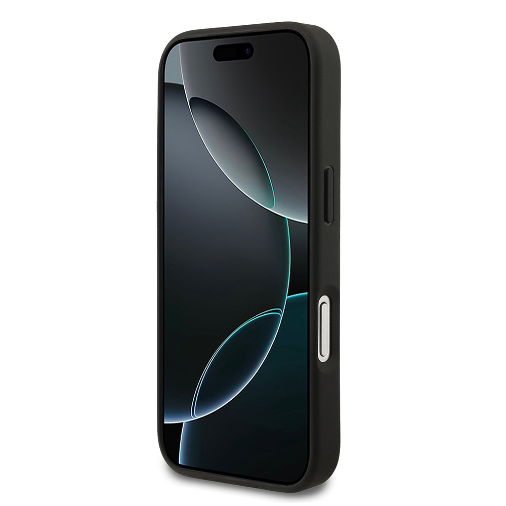 Apple iPhone 17 Pro Kılıf Lacoste Orjinal Lisanslı M-safe Şarj Özellikli PU Pike Desenli Metal Logolu Kartlıklı Kapak Siyah