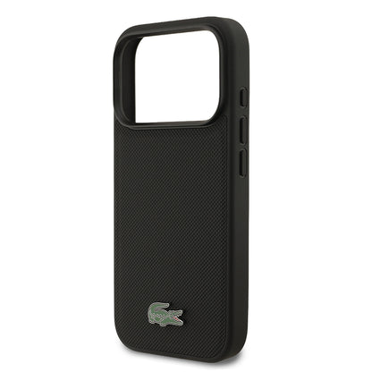 iPhone 17 Pro Kılıf Lacoste Orjinal Lisanslı M-safe Şarj Özellikli PU Pike Desenli Metal Logolu Kartlıklı Kılıf