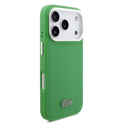 iPhone 17 Pro Kılıf Lacoste Orjinal Lisanslı M-safe Şarj Özellikli PU Pike Desenli Standlı Metal Logolu Kılıf