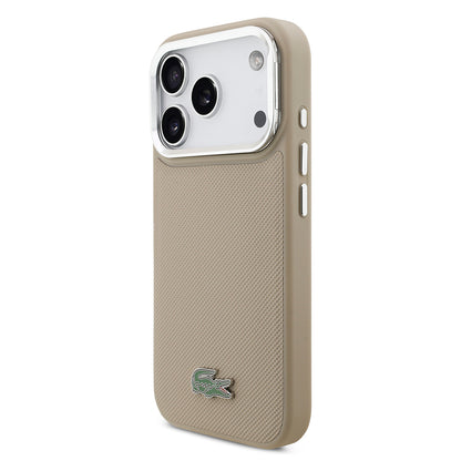 iPhone 17 Pro Kılıf Lacoste Orjinal Lisanslı M-safe Şarj Özellikli PU Pike Desenli Standlı Metal Logolu Kılıf