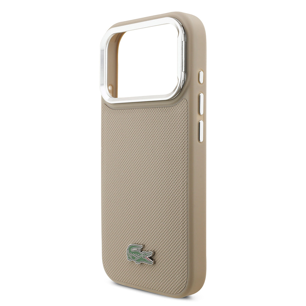 iPhone 17 Pro Kılıf Lacoste Orjinal Lisanslı M-safe Şarj Özellikli PU Pike Desenli Standlı Metal Logolu Kılıf