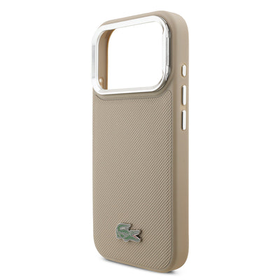 Apple iPhone 17 Pro Kılıf Lacoste Orjinal Lisanslı M-safe Şarj Özellikli PU Pike Desenli Standlı Metal Logolu Kapak Yeşil