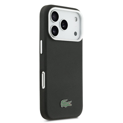 Apple iPhone 17 Pro Kılıf Lacoste Orjinal Lisanslı M-Safe Şarj Özellikli PVC Pike Desenli Arka Yüzey İkonik Timsah Dokuma Logolu Kapak