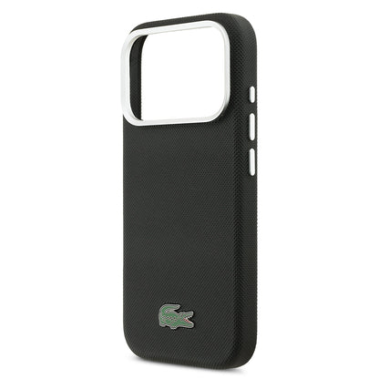 Apple iPhone 17 Pro Kılıf Lacoste Orjinal Lisanslı M-Safe Şarj Özellikli PVC Pike Desenli Arka Yüzey İkonik Timsah Dokuma Logolu Kapak