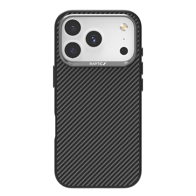 Apple iPhone 17 Pro Kılıf M-safe Şarj Özellikli 600D Metal Kamera Çerçeveli Raptic Aramid Fiber Serisi Kapak Siyah