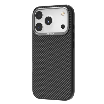 Apple iPhone 17 Pro Kılıf M-safe Şarj Özellikli 600D Metal Kamera Çerçeveli Raptic Aramid Fiber Serisi Kapak Siyah