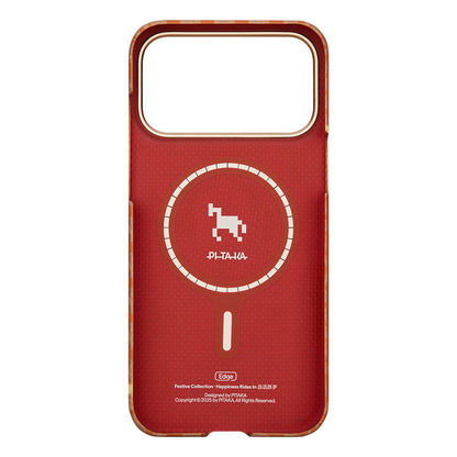 Apple iPhone 17 Pro Kılıf M-safe Şarj Özellikli Aramid Fiber Pitaka Edge Serisi Happiness Rides Kapak