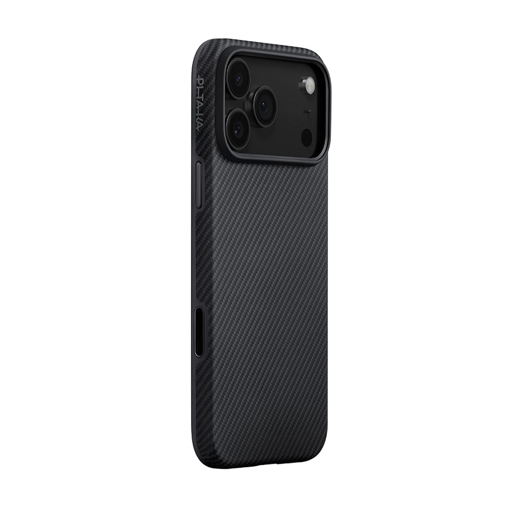 iPhone 17 Pro Kılıf M-safe Şarj Özellikli Aramid Fiber Pitaka Military-Grade Classic Serisi Black-Grey Twill Kılıf