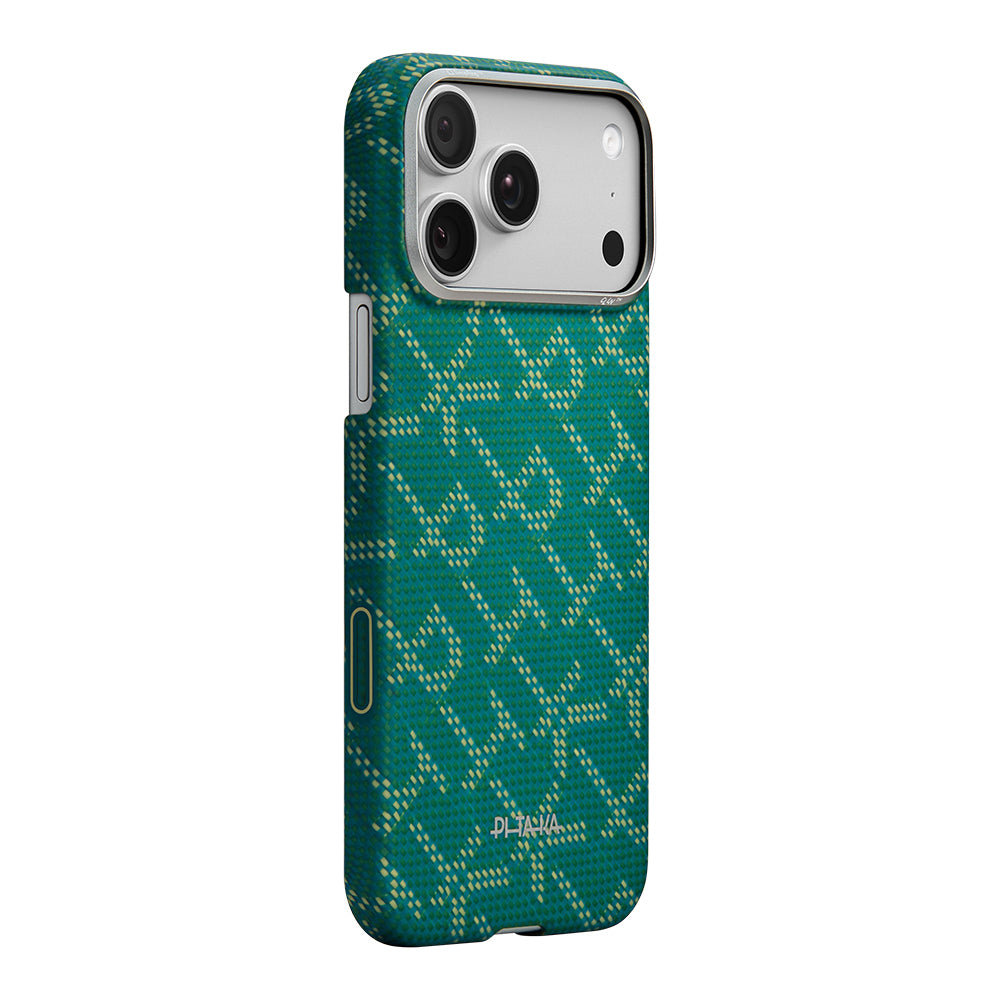 iPhone 17 Pro Kılıf M-safe Şarj Özellikli Aramid Fiber Pitaka Tactile Woven Monogram Serisi Kılıf