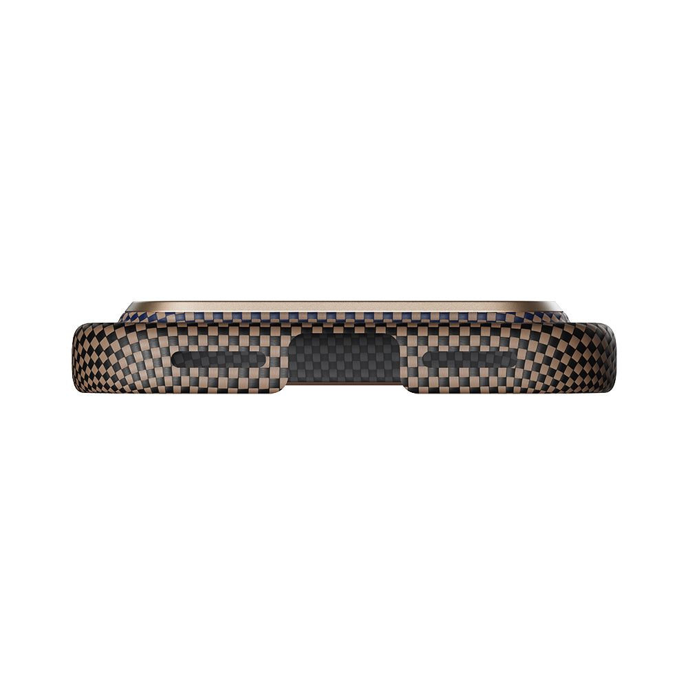 Apple iPhone 17 Pro Kılıf M-safe Şarj Özellikli Aramid Fiber Pitaka Tactile Woven Sunset-Moonrise Serisi Kapak Mavi