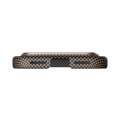 Apple iPhone 17 Pro Kılıf M-safe Şarj Özellikli Aramid Fiber Pitaka Tactile Woven Sunset-Moonrise Serisi Sunset Kapak Kahverengi