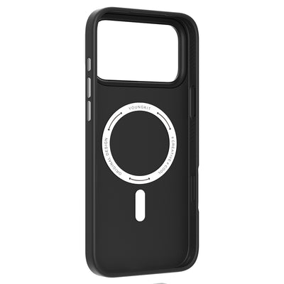 Apple iPhone 17 Pro Kılıf M-safe Şarj Özellikli Basit Mat Deri Desenli Youngkit Tech Fashion Serisi Kapak Kahverengi